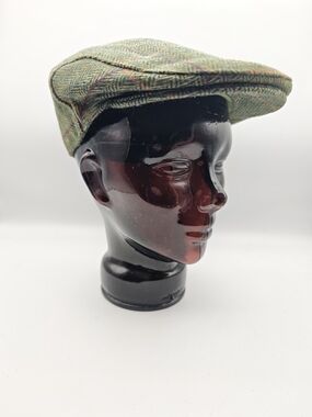 Tweeds Green Herringbone Flat Cap with Subtle Multicolor Accents
